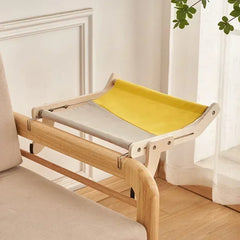 Wooden Cat Window Hammock – Hanging Basking Bed with Detachable Frame