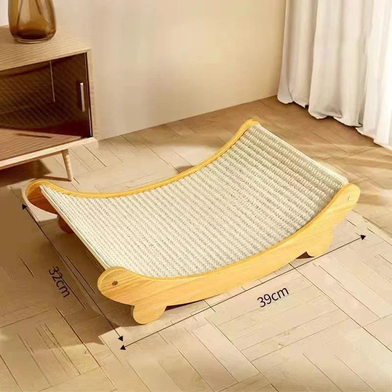 Wooden Cat Scratcher Bed – Detachable & Wear-Resistant Toy