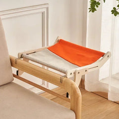 Wooden Cat Window Hammock – Hanging Basking Bed with Detachable Frame