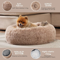 Plush Round Pet Bed – Warm & Soft for Dogs & Cats