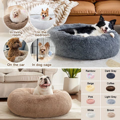 Plush Round Pet Bed – Warm & Soft for Dogs & Cats