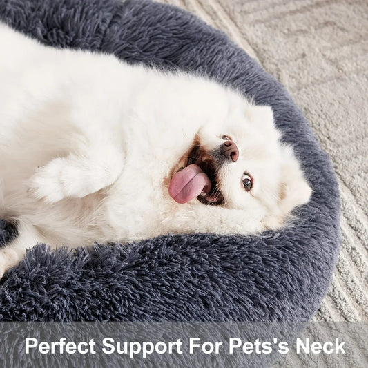 Plush Round Pet Bed – Warm & Soft for Dogs & Cats