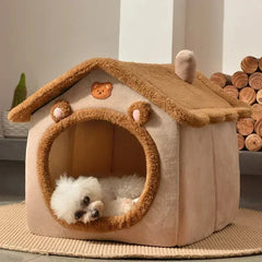 Foldable Pet House with Mattress – Winter Kennel for Small & Medium Pets